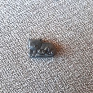 Torino Pewter Cat Brooch Pin and Earrings Trinket Box